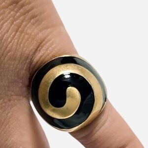 Lia Sophia Gold and Black Swirl Cocktail Ring